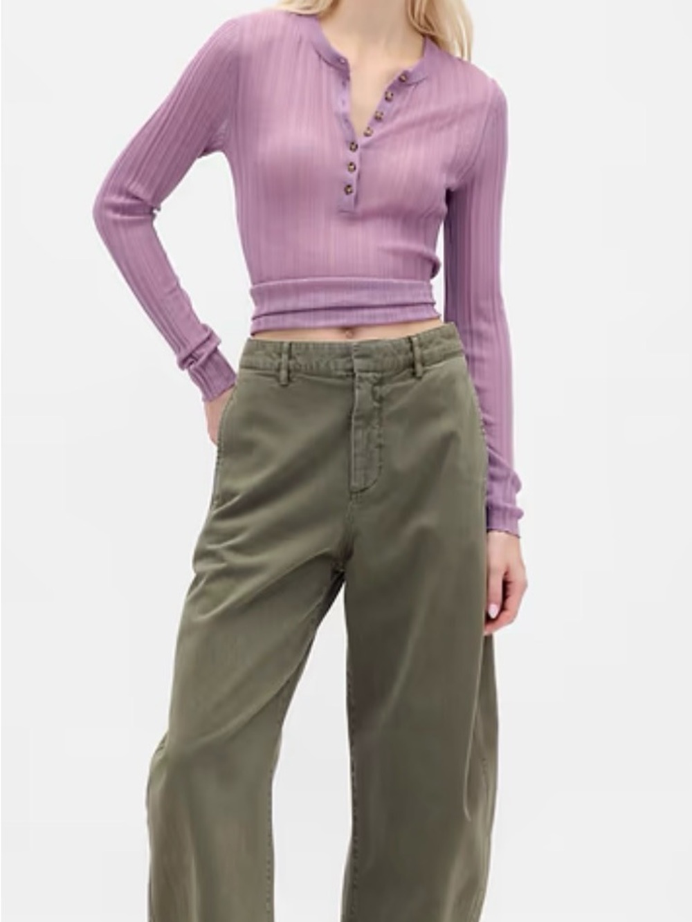The Gap Mid Rise Twill Barrel Pant